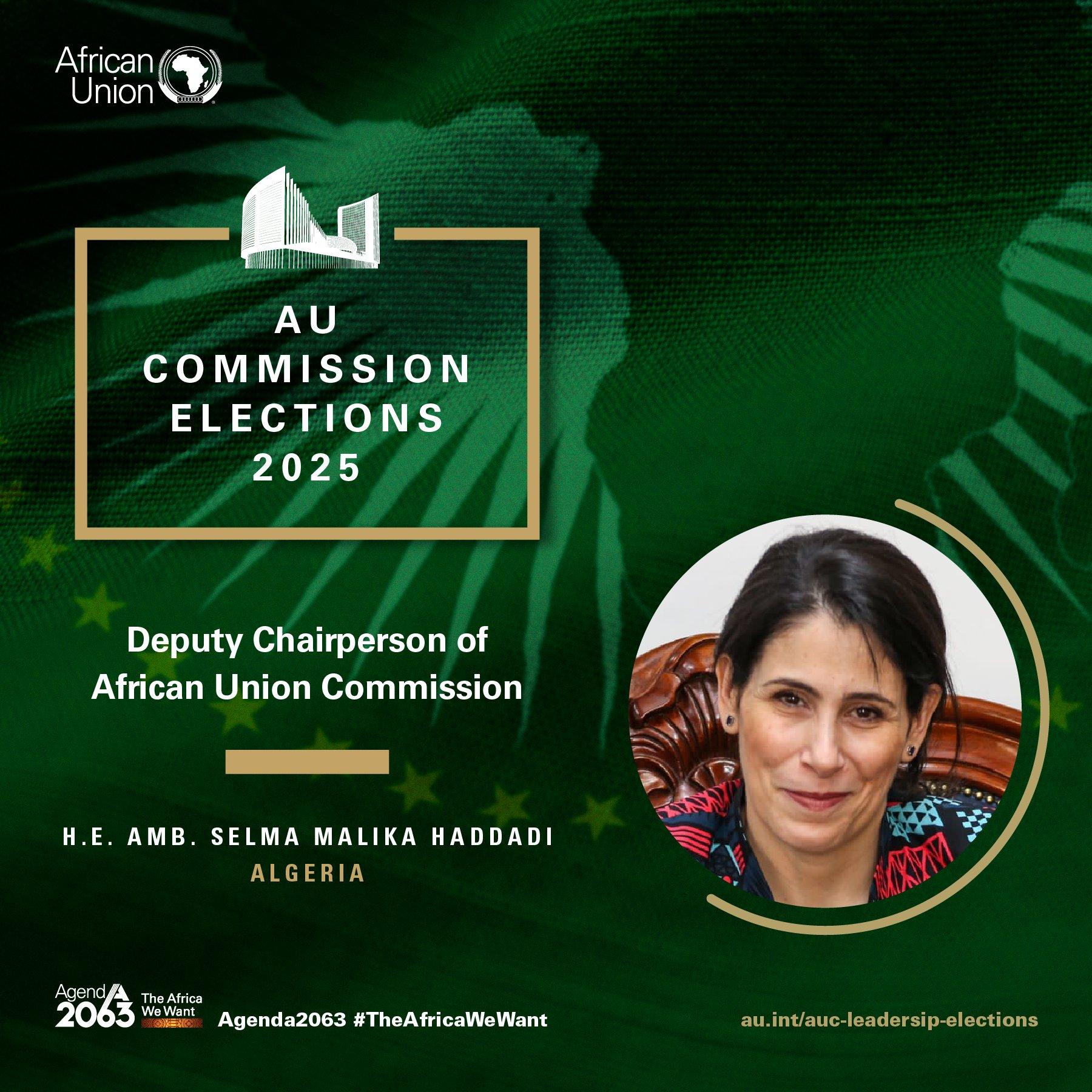 l'Ambassadeure Salma Malika HADDADI remporte le poste de vice président de la commission de l'Union Africaine